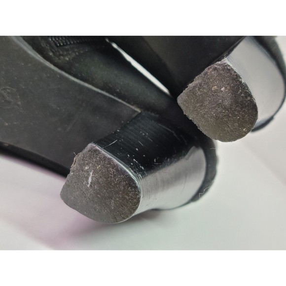 Perphy Black Leather Platform Ankle Boots Crocodile Printed Strap Womens size 7 - Picture 8 of 13